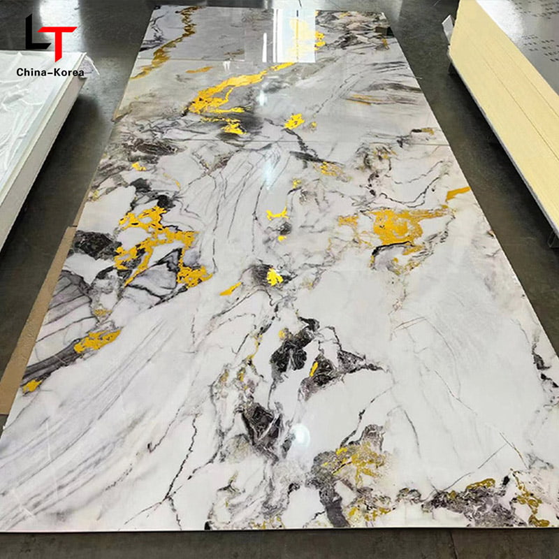 Vodotěsná 1220×2440 mm 3mm PVC UV deska pro interiér Dekorace nástěnného panelu s vysokým leskem pro dekoraci domácí kanceláře