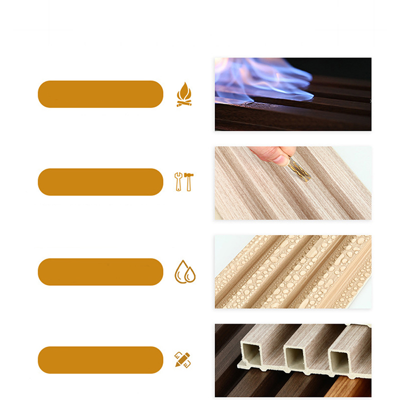 Vnitřní WPC nástěnný panel Dřevo Plast Kompozitní Nástěnná deska Obložení Vodotěsné Zvukotěsné a ohnivzdorné pro použití v tělocvičně Domácí dekorace interiéru