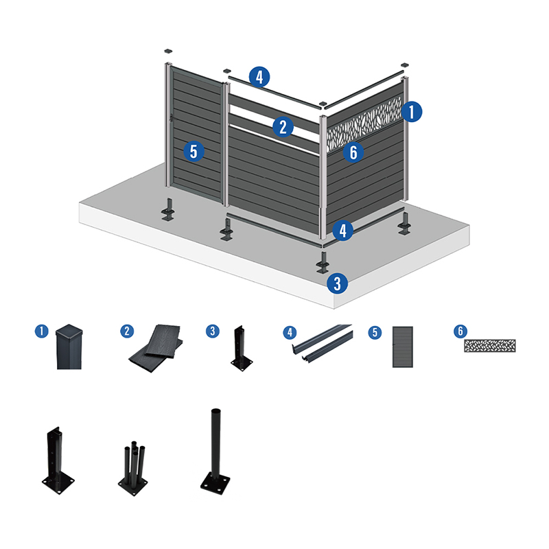 Dřevo Plast Composite Wpc Plot Domů Zahrada Plotové panely na nádvoří Lepší než Vinyl Pvc Plot Vodotěsná Venkovní deska na ochranu soukromí Hdpe