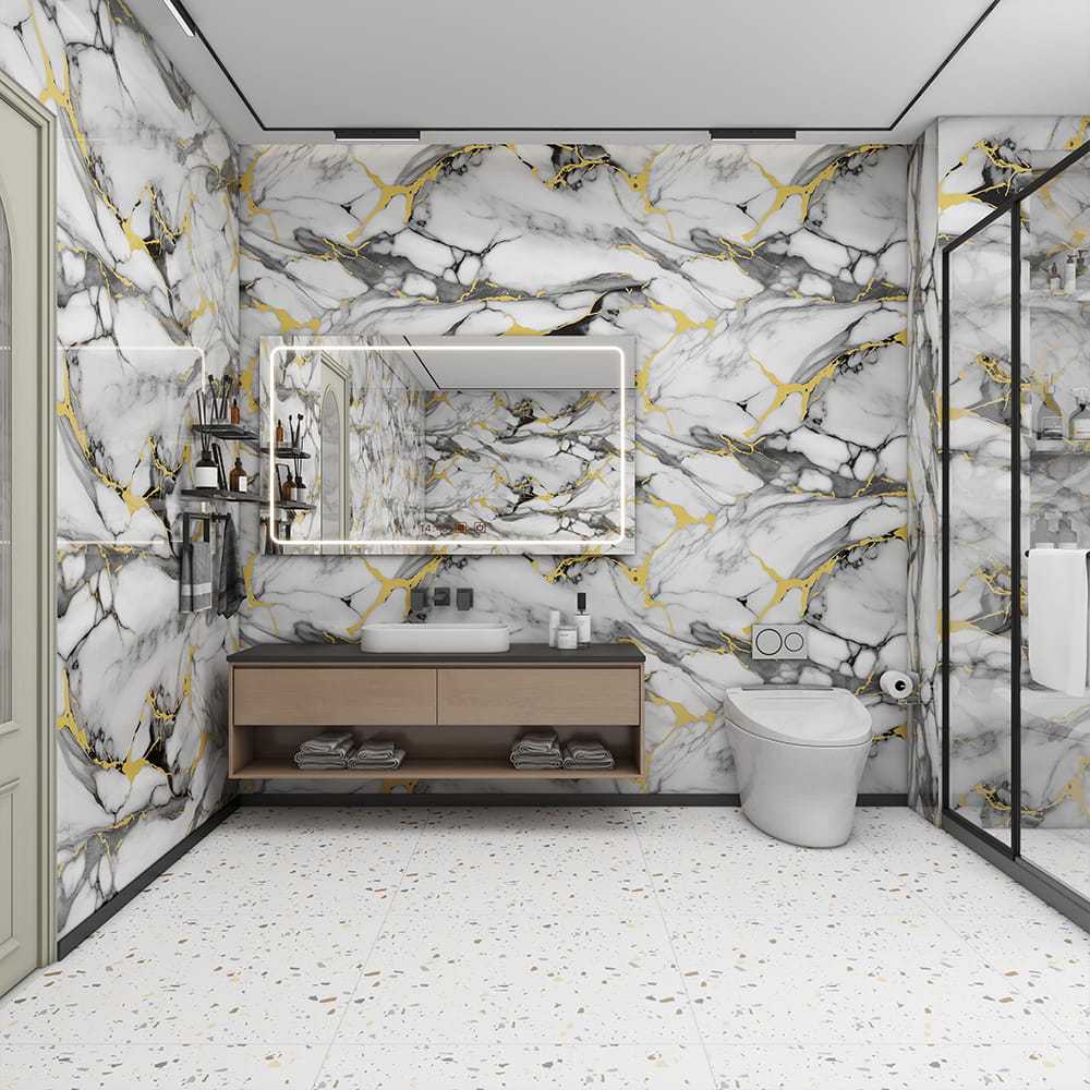 Moderní vysoce lesklá mramorová tapeta v roli PVC samolepicí vodotěsná interiérová dekorace z mramoru